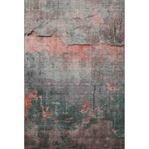 HomeRoots 10' X 14' Coral Gray & Silver Abstract Area Rug - Washable, UV-Protected, Stain-Resistant Design! 701147
