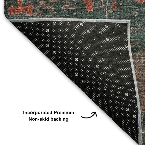 HomeRoots 10' X 14' Coral Gray & Silver Abstract Area Rug - Washable, UV-Protected, Stain-Resistant Design! 701147