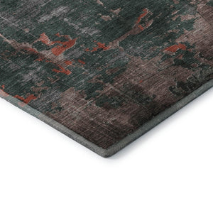 HomeRoots 10' X 14' Coral Gray & Silver Abstract Area Rug - Washable, UV-Protected, Stain-Resistant Design! 701147
