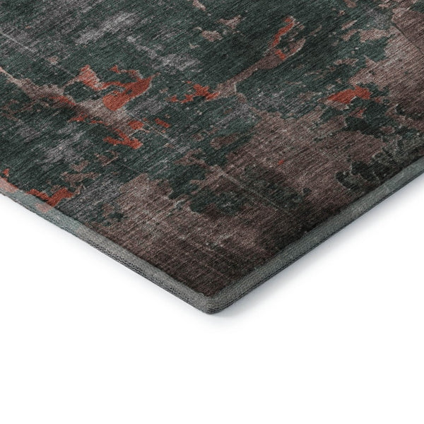HomeRoots 10' X 14' Coral Gray & Silver Abstract Area Rug - Washable, UV-Protected, Stain-Resistant Design! 701147
