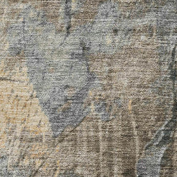 HomeRoots 8' X 10' Gray Silver And Gold Abstract Washable Area Rug - Stylish, Durable, Stain-Resistant Design! 701151