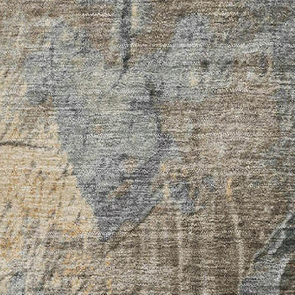 HomeRoots 9' X 12' Modern Abstract Washable Area Rug - Gray, Silver & Gold with UV Protection & Stain Resistance 701152