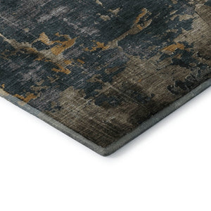 HomeRoots 10' X 14' Gray Silver Gold Abstract Area Rug - Machine-Woven, Stain Resistant, UV Protected Design 701153