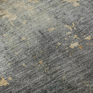 HomeRoots 10' X 14' Gray Silver Gold Abstract Area Rug - Machine-Woven, Stain Resistant, UV Protected Design 701153