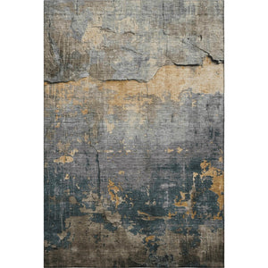 HomeRoots 10' X 14' Gray Silver Gold Abstract Area Rug - Machine-Woven, Stain Resistant, UV Protected Design 701153