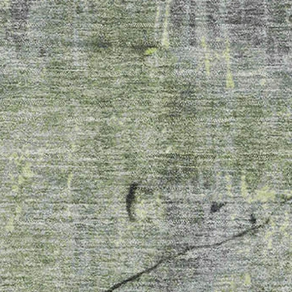 HomeRoots 5' Vibrant Lime Green Gray Abstract Washable Area Rug – Durable, UV Protected, Stylish Home Accent 701155