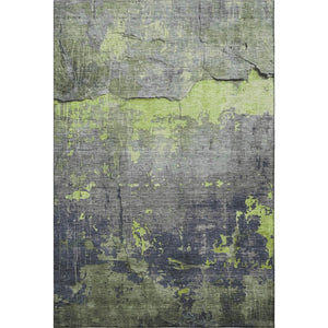 HomeRoots 8' X 10' Vibrant Lime Green Gray Silver Abstract Area Rug - Washable, UV Protected, and Perfect for Modern Spaces 701157