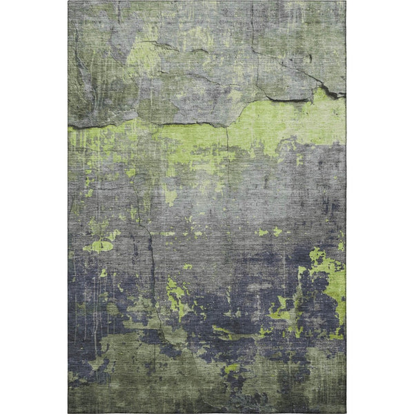 HomeRoots 8' X 10' Vibrant Lime Green Gray Silver Abstract Area Rug - Washable, UV Protected, and Perfect for Modern Spaces 701157