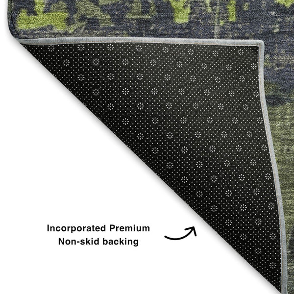 HomeRoots 9' X 12' Vibrant Lime Green, Gray & Silver Abstract Area Rug - Washable, UV Protected & Non-Slip 701158
