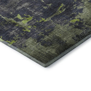 HomeRoots 9' X 12' Vibrant Lime Green, Gray & Silver Abstract Area Rug - Washable, UV Protected & Non-Slip 701158