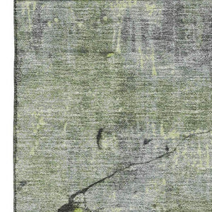 HomeRoots 9' X 12' Vibrant Lime Green, Gray & Silver Abstract Area Rug - Washable, UV Protected & Non-Slip 701158