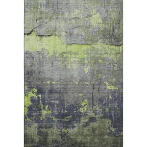 HomeRoots 10' Contemporary Lime Green and Gray Abstract Washable Area Rug with UV Protection for High-Traffic Homes 701159