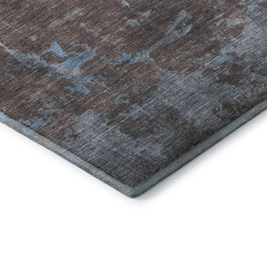 HomeRoots 8' Sky Blue Gray Silver Abstract Rug - Washable, UV-Protected, Non-Slip for Modern Homes & Families 701162