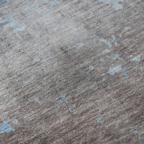 HomeRoots 8' Sky Blue Gray Silver Abstract Rug - Washable, UV-Protected, Non-Slip for Modern Homes & Families 701162