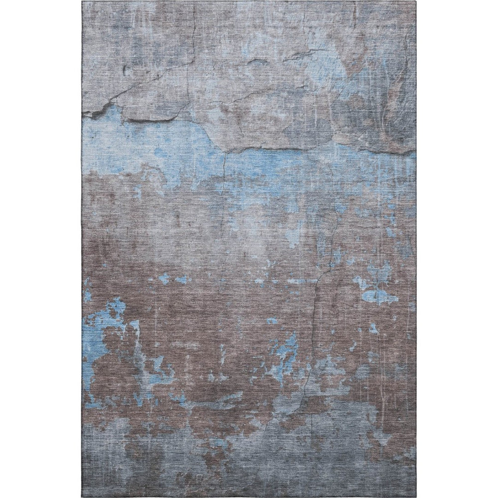HomeRoots 9' X 12' Sky Blue Gray Silver Abstract Area Rug - Modern Washable Design with UV Protection & Durability 701164