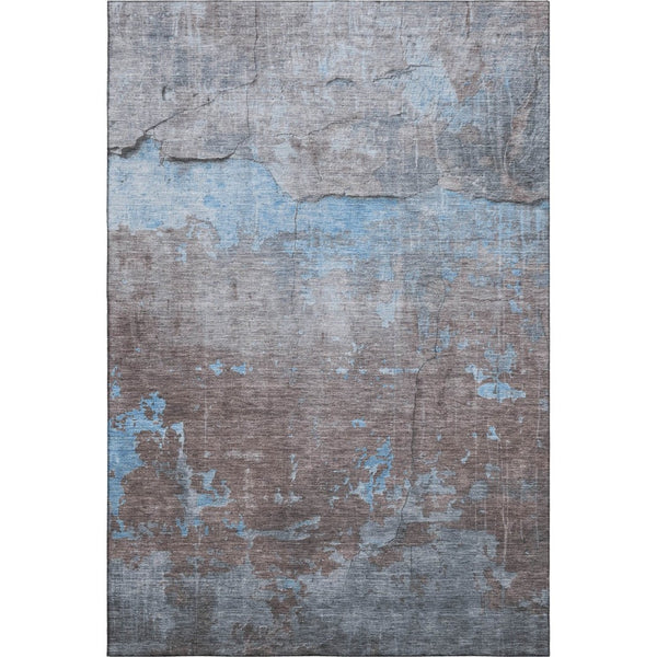 HomeRoots 9' X 12' Sky Blue Gray Silver Abstract Area Rug - Modern Washable Design with UV Protection & Durability 701164