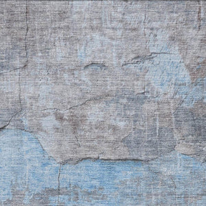 HomeRoots 9' X 12' Sky Blue Gray Silver Abstract Area Rug - Modern Washable Design with UV Protection & Durability 701164