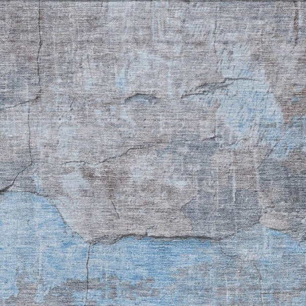 HomeRoots 9' X 12' Sky Blue Gray Silver Abstract Area Rug - Modern Washable Design with UV Protection & Durability 701164