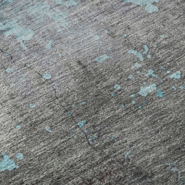 HomeRoots 10' X 14' Modern Teal Gray Silver Abstract Washable Area Rug with Stain Resistance & UV Shield 701171