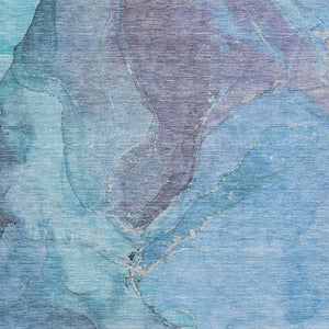 HomeRoots 8' X 10' Blue and Gray Abstract Area Rug - Washable, UV-Resistant, Perfect for Busy Homes & Kids! 701175