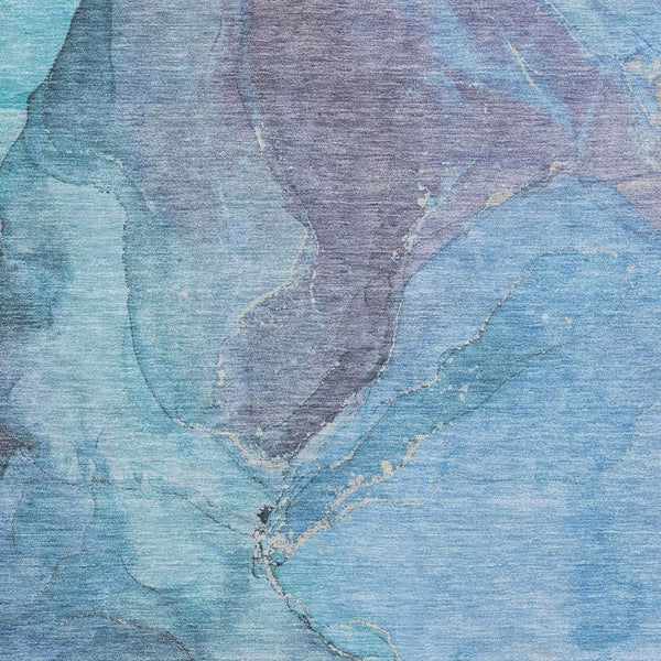 HomeRoots 8' X 10' Blue and Gray Abstract Area Rug - Washable, UV-Resistant, Perfect for Busy Homes & Kids! 701175