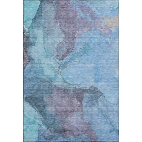 HomeRoots 10' Blue and Gray Abstract Area Rug - Washable, UV Protected, Perfect for High-Traffic Spaces! 701177
