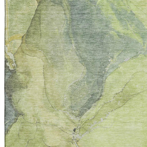 HomeRoots 9' X 12' Green and Gray Abstract Washable Area Rug - UV Protected, Stain-Resistant, Soft & Stylish! 701188