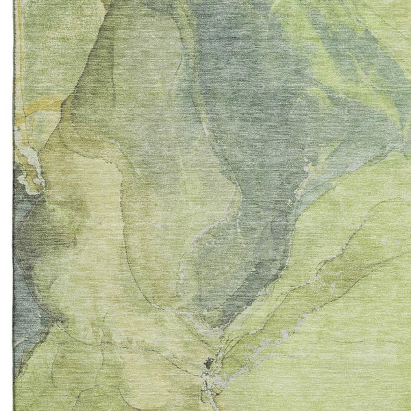 HomeRoots 9' X 12' Green and Gray Abstract Washable Area Rug - UV Protected, Stain-Resistant, Soft & Stylish! 701188
