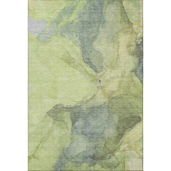 HomeRoots 9' X 12' Green and Gray Abstract Washable Area Rug - UV Protected, Stain-Resistant, Soft & Stylish! 701188