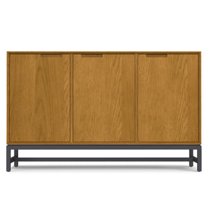 English Elm Banting Industrial Oak Veneer Sideboard with Graphite Metal Frame for Dining Room B136P439021