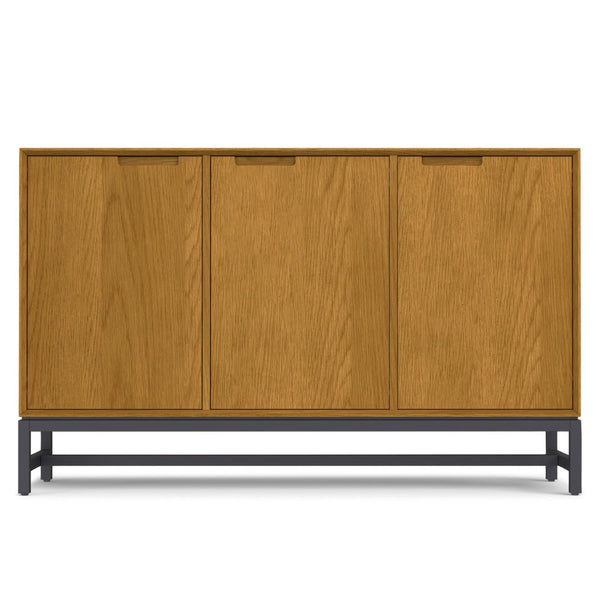 English Elm Banting Industrial Oak Veneer Sideboard with Graphite Metal Frame for Dining Room B136P439021