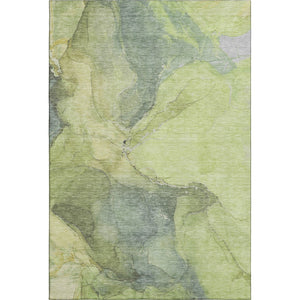 HomeRoots 10' X 14' Green & Gray Abstract Washable Area Rug – Durable, UV-Protected, Modern Design for Homes 701189