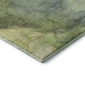 HomeRoots 10' X 14' Green & Gray Abstract Washable Area Rug – Durable, UV-Protected, Modern Design for Homes 701189