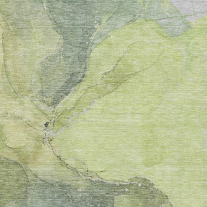 HomeRoots 10' X 14' Green & Gray Abstract Washable Area Rug – Durable, UV-Protected, Modern Design for Homes 701189