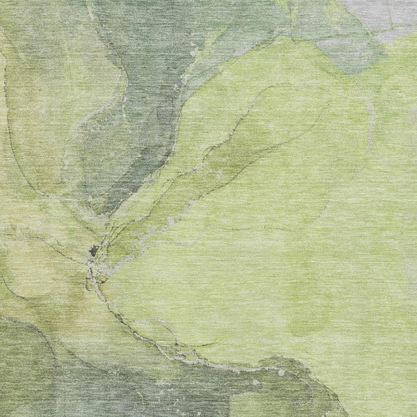 HomeRoots 10' X 14' Green & Gray Abstract Washable Area Rug – Durable, UV-Protected, Modern Design for Homes 701189