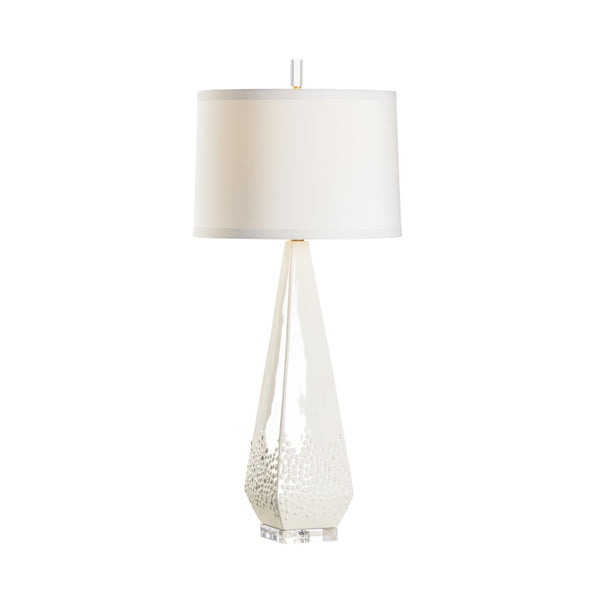 Chelsea House Seed Sculptural Lamp By Shayla Copas — Hand-Formed Glossy White Clay Seeds, Round Shade, Acrylic Base, Ambient Accent Light (37" H) 70119