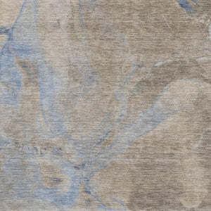 HomeRoots 5' X 8' Stylish Taupe & Blue Abstract Washable Area Rug with UV Protection for Homes with Pets & Kids 701191