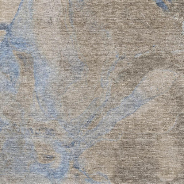 HomeRoots 5' X 8' Stylish Taupe & Blue Abstract Washable Area Rug with UV Protection for Homes with Pets & Kids 701191