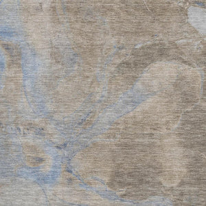 HomeRoots 8' X 10' Modern Abstract Taupe and Blue Washable Area Rug with Stain Resistance & UV Protection 701193