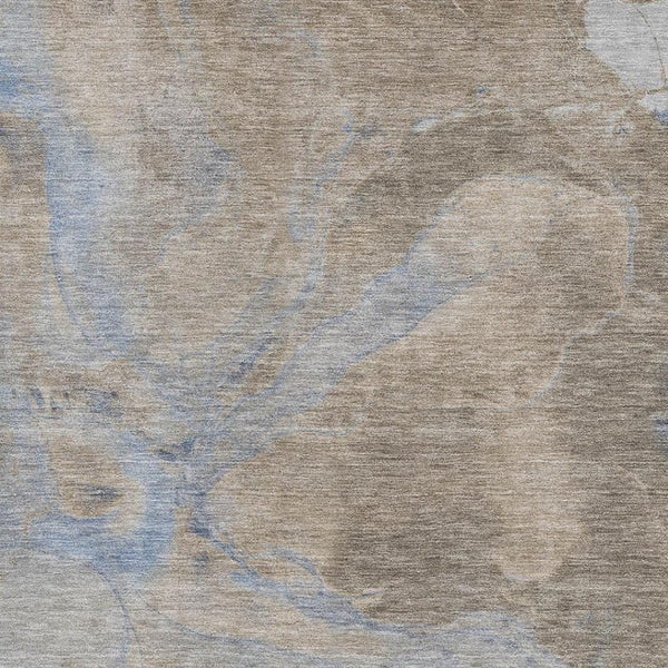 HomeRoots 9' X 12' Taupe and Blue Abstract Washable Area Rug – Durable, Stain-Resistant, UV Protected Design! 701194