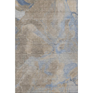HomeRoots 10' X 14' Taupe And Blue Abstract Area Rug - Washable, UV Protected, Stain-Resistant & Durable Design 701195