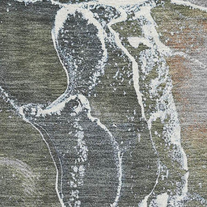 HomeRoots 5' X 8' Washable Abstract Area Rug in Brown, Purple & Blue - UV Protected for Stylish Durability! 701197