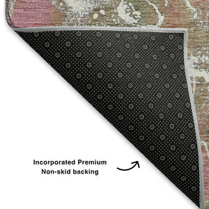 HomeRoots 10' Washable Area Rug in Brown, Purple & Blue Abstract Design with UV Protection & Stain Resistance 701201