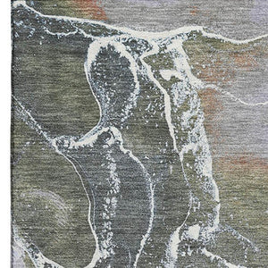HomeRoots 10' Washable Area Rug in Brown, Purple & Blue Abstract Design with UV Protection & Stain Resistance 701201