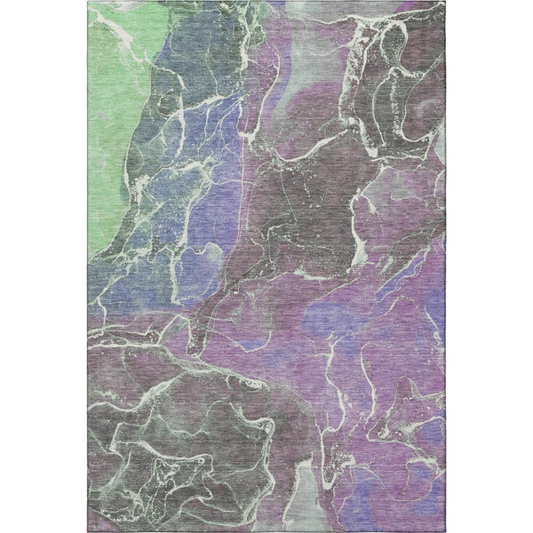 HomeRoots 5' X 8' Abstract Washable Area Rug in Purple, Blue & Green - UV Protected, Stain Resistant Design 701215