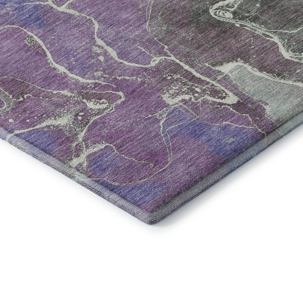 HomeRoots 8' Stunning Purple, Blue & Green Abstract Round Rug – Washable, UV Protected, Perfect for Families! 701216