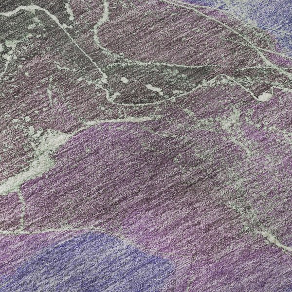 HomeRoots 8' Stunning Purple, Blue & Green Abstract Round Rug – Washable, UV Protected, Perfect for Families! 701216