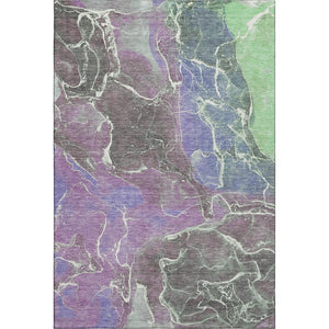 HomeRoots 9' X 12' Washable Abstract Area Rug in Purple, Blue & Green – UV Protected, Stain Resistant Design 701218