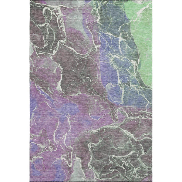 HomeRoots 9' X 12' Washable Abstract Area Rug in Purple, Blue & Green – UV Protected, Stain Resistant Design 701218