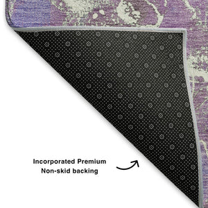 HomeRoots 9' X 12' Washable Abstract Area Rug in Purple, Blue & Green – UV Protected, Stain Resistant Design 701218